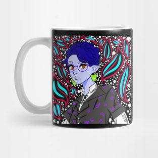 little blue witch elf in floral style pattern Mug